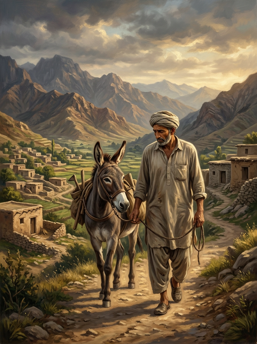 ایک گاؤں میں ایک غریب کسان رہتا تھا۔ اس کے پاس ایک گدھا تھا جو روز اس کے ساتھ کھیتوں میں کام کرتا تھا۔ 