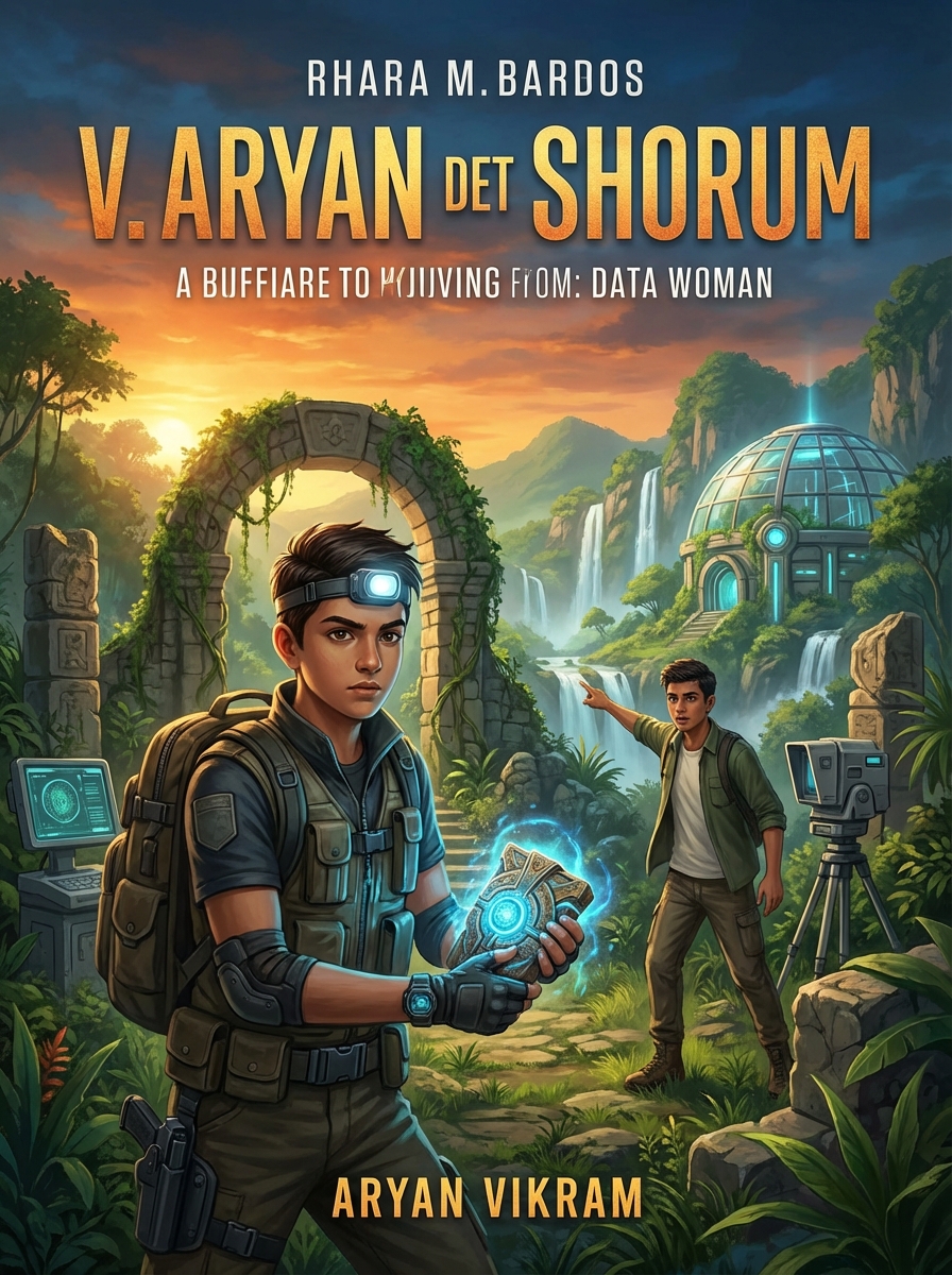 A traveler discovers a hidden ancient jungle. Follow the sound of a rushing waterfall through dense green trees and misty air. Reveal a magnificent turquoise paradise. Cinematic adventure, nature's beauty, relaxing music, 4k high quality."