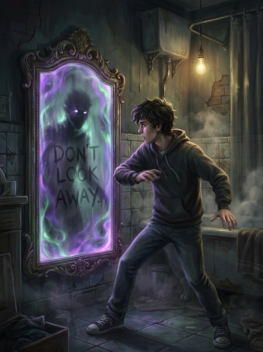 The bathroom at night